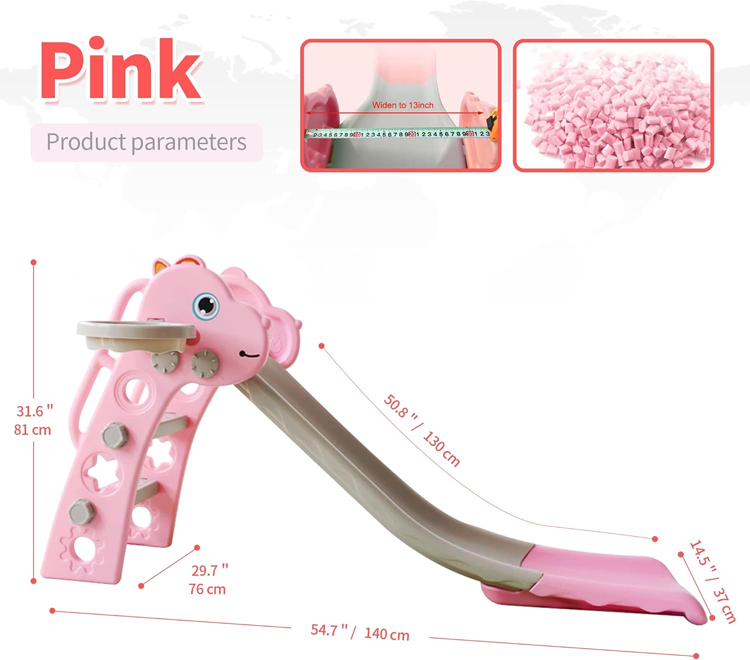 Children Slide Set 2021 Toddler Playground Set with Basketball Hoop for Indoor and Outdoors (Dino Pink) : Toys & Games