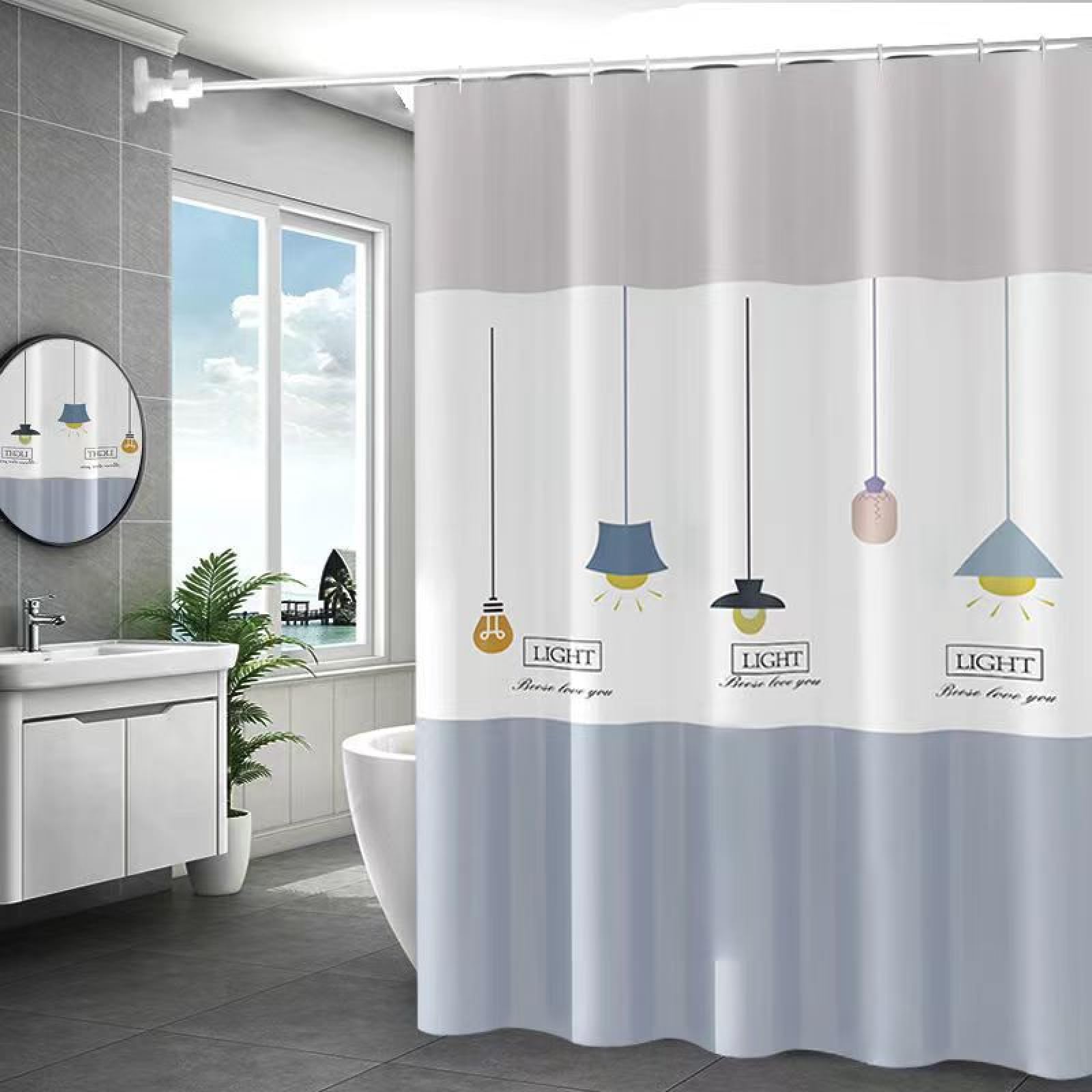 Rideau douche 200x240 séchage rapide avec 12 crochets de fixation inclus