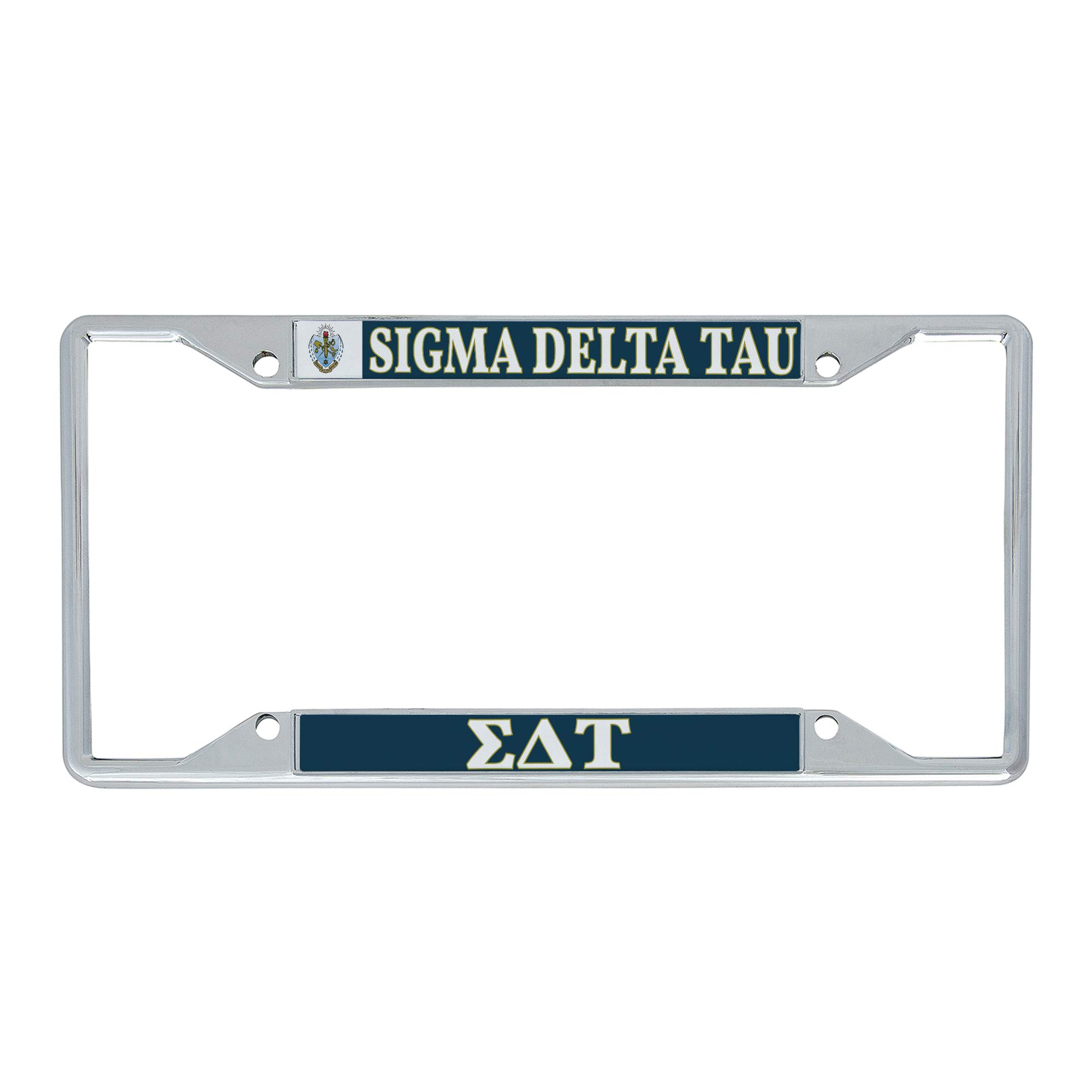 Desert Cactus Sigma Delta Tau License Plate Frame Car Tag Holder for Front or Back of Car Sorority Crest Officially Licensed Metal (Crest LP Frame)