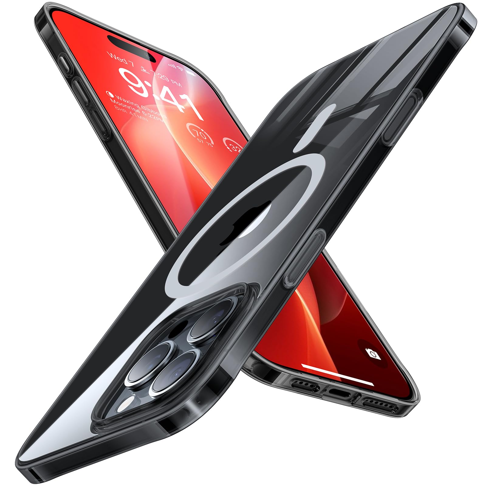 TORRAS Magnetic Slim Fit for iPhone 16 Pro Case, 6.3 inch, Ultra-Thin, Compatible with MagSafe, Lightweight Matte Anti-Scratch Hard PC Cover Phone Case, Clear Black