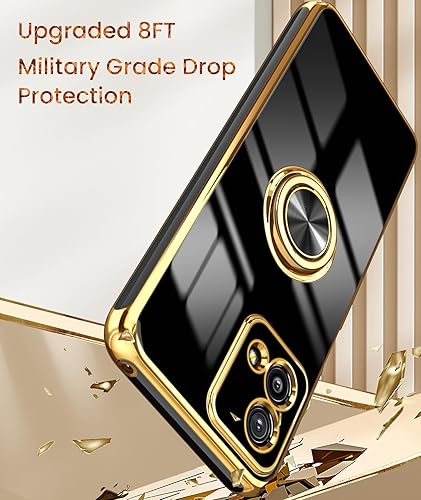 Miniatura 7 de Dretal Funda para Moto G Stylus 5G 2023, 2 protectores de pantalla, soporte de anillo giratorio de 360, soporte magnético, borde dorado plateado,