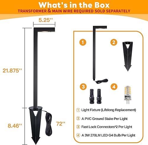 Miniatura 8 de Gardenreet Luces de camino de latón negras, luces LED para exteriores de bajo voltaje de 12 V para caminos de paisaje (L) para pasarela, entrada,