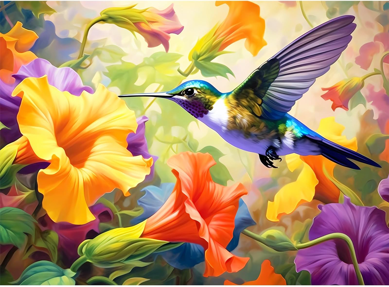 VOLUVOLU 500 Piece Puzzle for Adults, Jigsaw Puzzles,Flower Hummingbird Jigsaw Puzzles 500 Pieces Birthday Party for Family Adults Funny Puzzle
