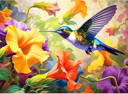 500 Piece Puzzle for Adults, Jigsaw Puzzles,Flower Hummingbird Jigsaw Puzzles