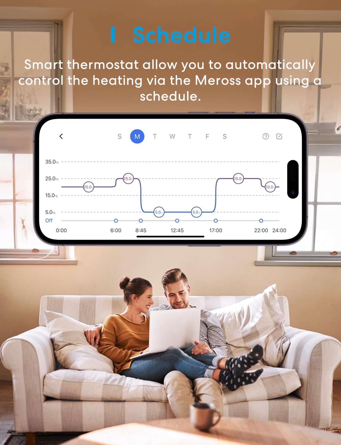 Meross Inteligentny termostat grzejnikowy, wymagany koncentrat, termostat ogrzewania Wi-Fi, kompatybilny z HomeKit, Alexa i Google Assistant, sterowanie głosem, harmonogramy automatyzacji, wykrywanie
