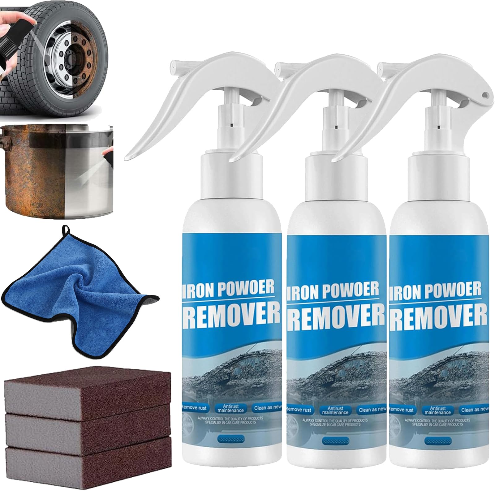 Removedor de Oxido, Quita Oxido Metal, Eliminador de Oxido, Iron Power Remover, Ouhoe Rust Remover, Para Óxido de Herramientas, Metales, Piezas de (3 piezas-30 ml)