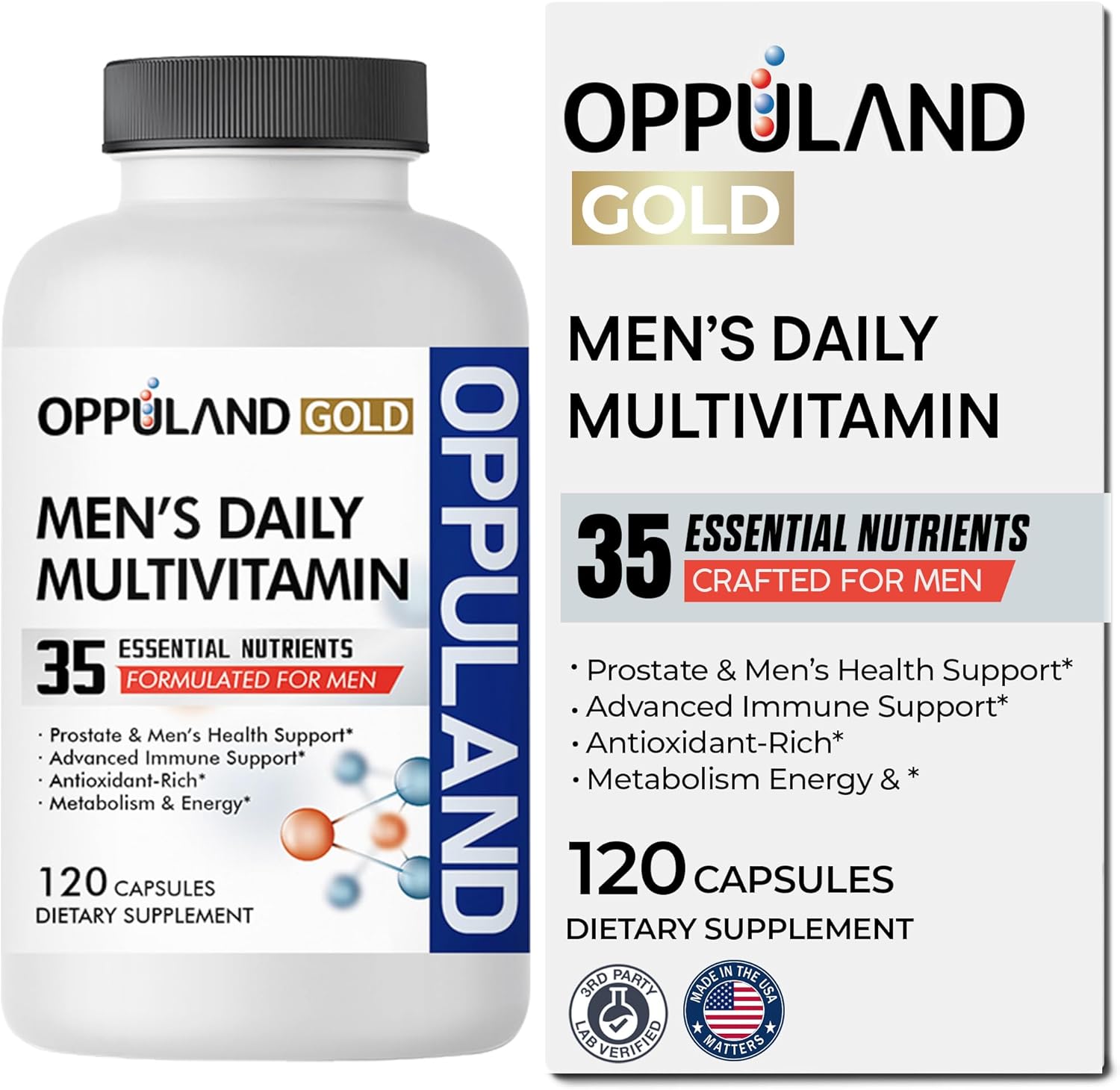 Men's Daily Multivitamin for Adults - Magnesium, Zinc, Selenium, Biotin, Chromium, B-Complex - Multi itamin Plus Supplements for Energy, Prostate, Heart, and Immune Health - 120 Capsules