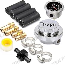 1-5 PSI Fuel Pressure Regulator with Gauge Adjustable Manual Universal for Carburetor Carb Zinc Alloy FPR with 8MM 10MM 5/16" 3/8" Hose Fittings