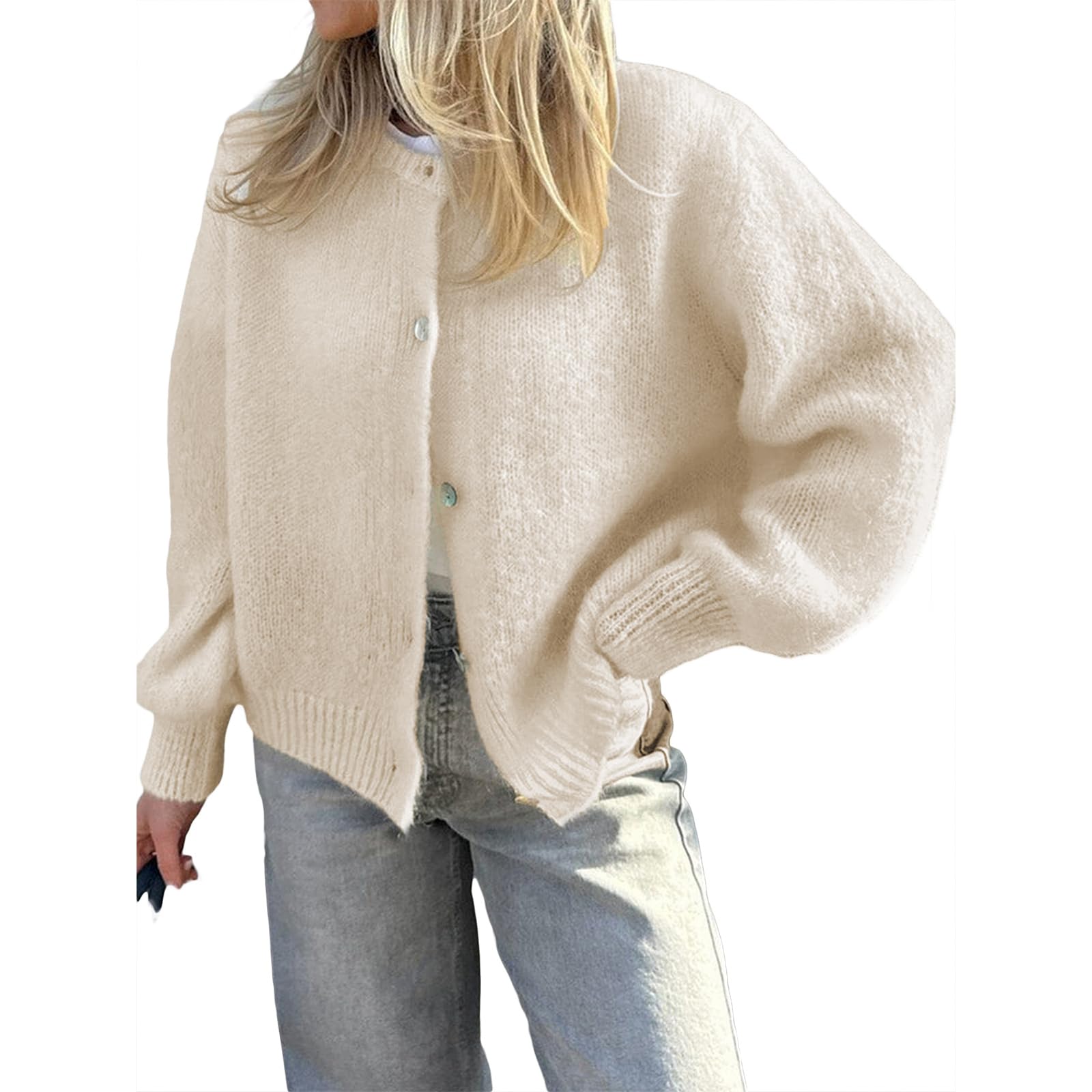 SOOKABEILACardigan Sweaters for Women Y2k Long Sleeve Button Down Knit Cardigans Casual Knit Pullover Fall Outfits Tops