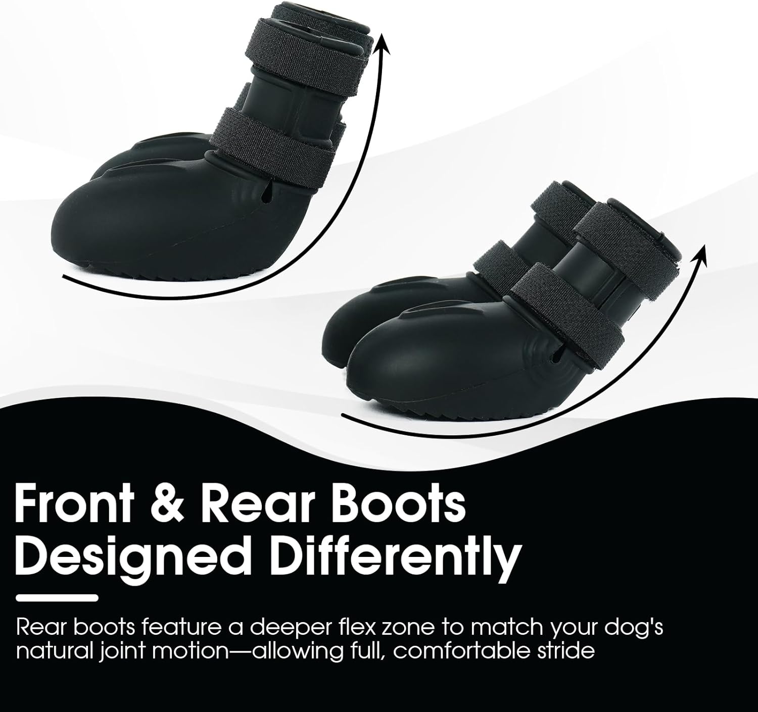 Silicone Dog Rain Boots for Hot Pavement & Snow – Waterproof, Non-Slip Paw Protectors with Dual Adjustable Straps & Wide Opening for Easy On/Off Black S