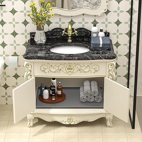 Miniatura 5 de Tapete para debajo del fregadero para gabinete de 34 x 22 pulgadas, tapete impermeable de silicona, forro de gabinete de cocina con capacidad para