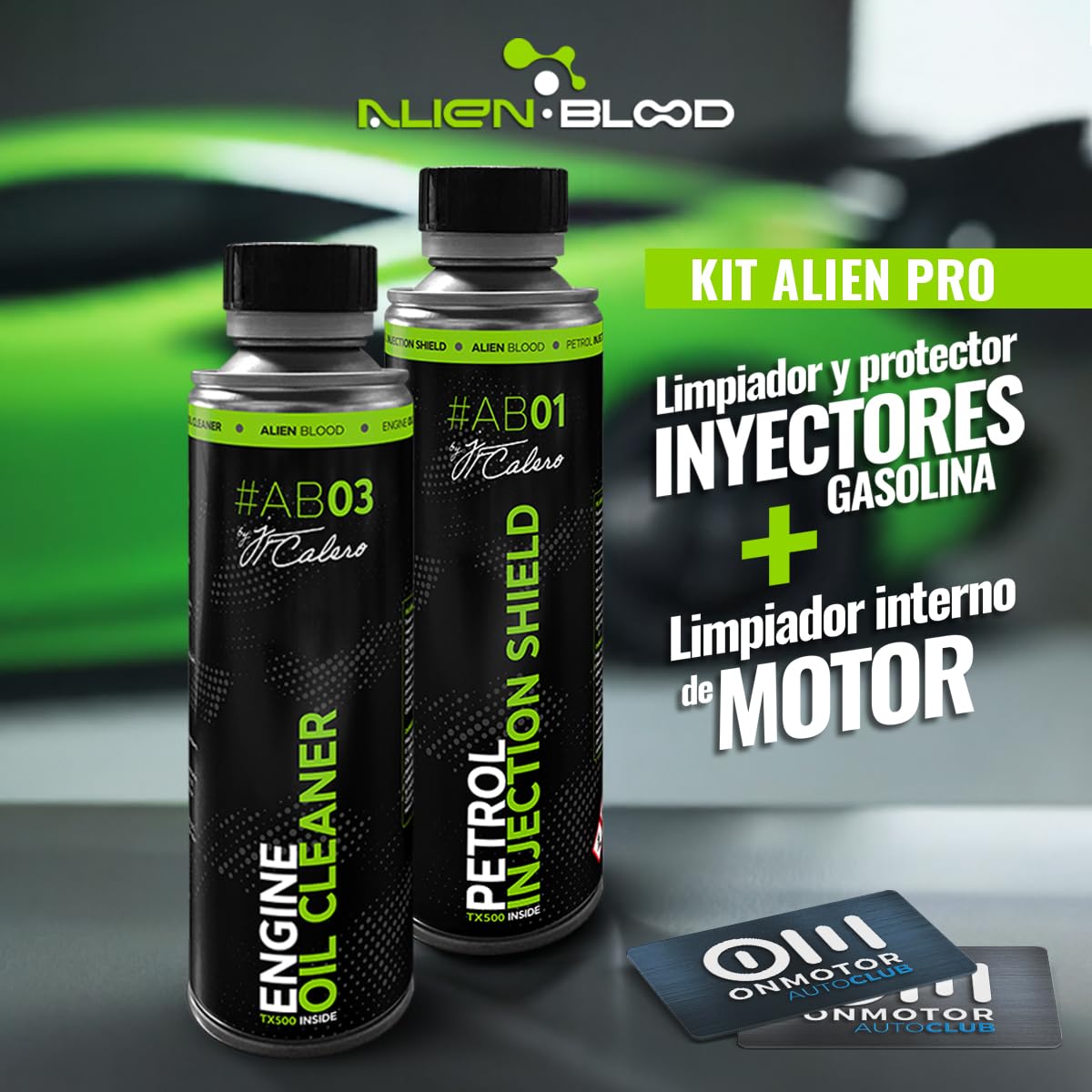 Alien Blood Kit Pro Limpiador y Protector de Inyectores Gasolina (250ml) + Limpiador Interno de Motores (250 ml) + Alto Rendimiento, Pack Premium