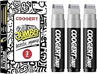 Vista 1 de 3Pcs Silver Jumbo Poster Markers, 15MM Thick Permanent Acrylic Graffiti Markers, Wide Tip Paint Marker for Canvas, Posters Board, Fabric, Window