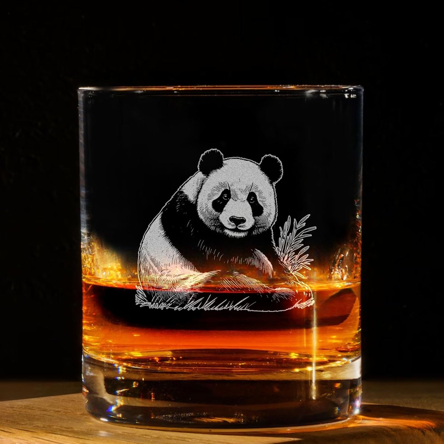 Panda Bear Vintage Engraved Whiskey Glass - Wildlife Themed Gift - Unique Birthday Gifts For Friends And Family - Panda Bear Lovers Gift - Vintage Old Fashioned Glass - Decor For Bar