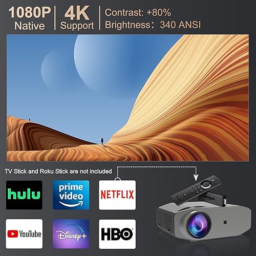 Miniatura 5 de Proyector inteligente de enfoque automático con sistema operativo certificado, ARTlii Amento 5G WiFi proyector para exteriores, Bluetooth