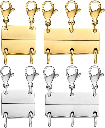 Miniatura 7 de Dailyacc Cierre de collar en capas, separador de oro y plata de 18 quilates para collares apilables