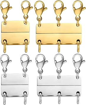 Dailyacc Layering Magnetic Necklace Clasp,18 K Gold and Silver Separator for Stackable Necklaces