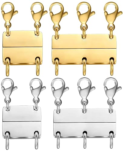 Dailyacc Layering Magnetic Necklace Clasp,18 K Gold and Silver Separator for Stackable Necklaces