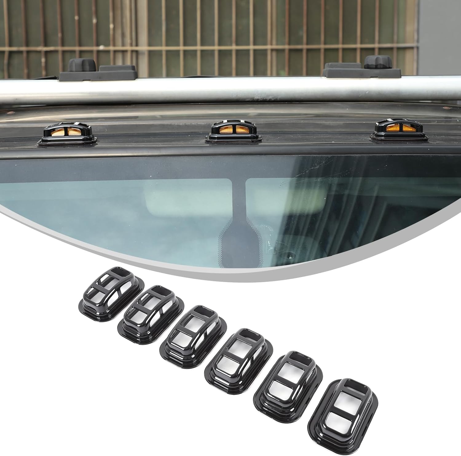 PIUGILH Cab Roof Lights Covers Compatible with Hummer H2 2003-2009 Accessories, Front & Rear Cab Roof Top Marker Lights Covers, 6Pcs (Bright Silver)