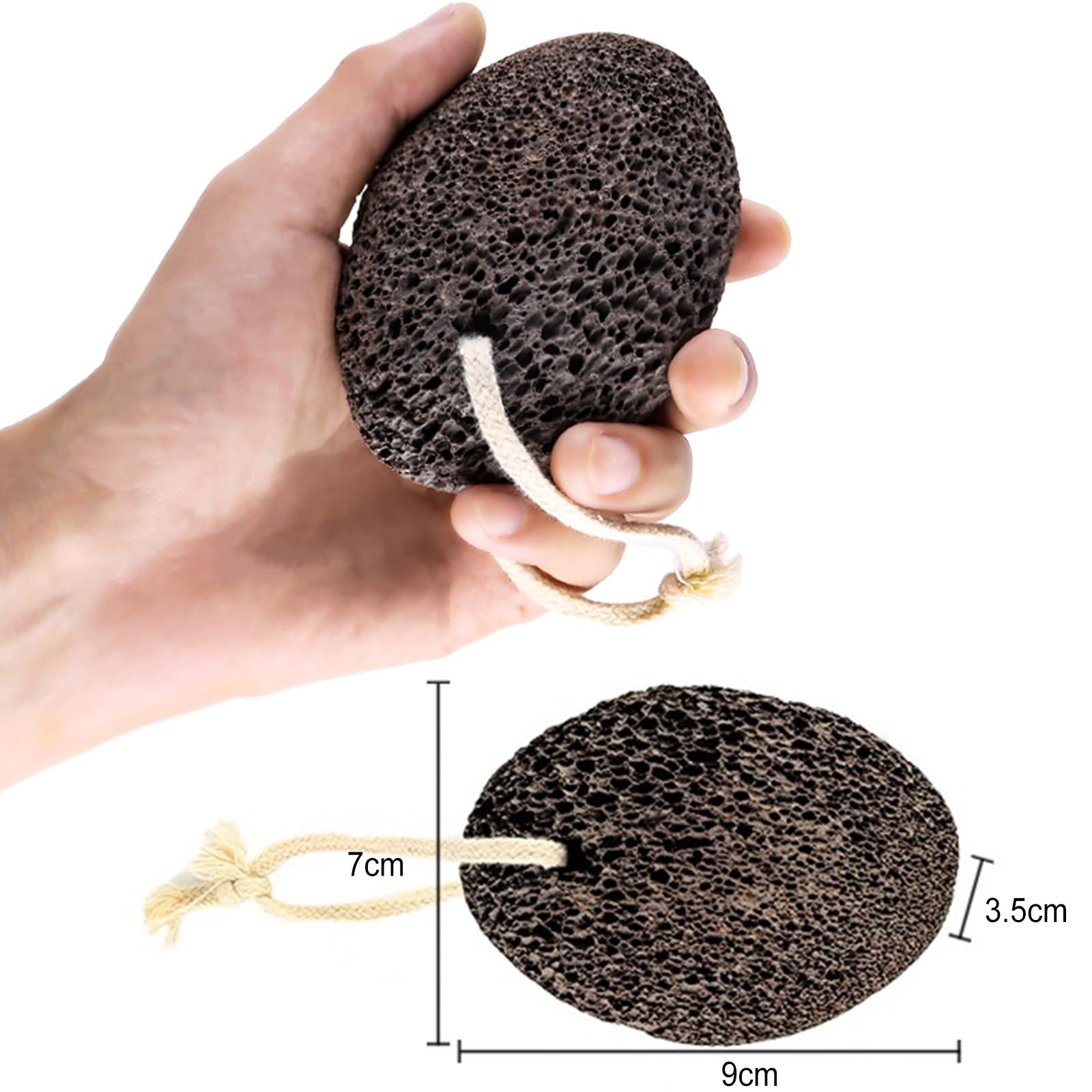 PHOGARY Piedra pómez natural para pies, 1 pieza herramientas de pedicura de lava, removedor de callos de piel dura para pies y manos, exfoliación natural para eliminar la piel muerta(Negro)