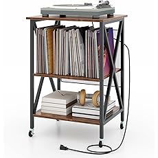 DWVO End Table with Charging Station, Side Table with USB Ports and Outlets, Sofa Couch Table Bedside Table with LED Lights for Living Room Bedroom, Nightstand with Storage Shelves, Black