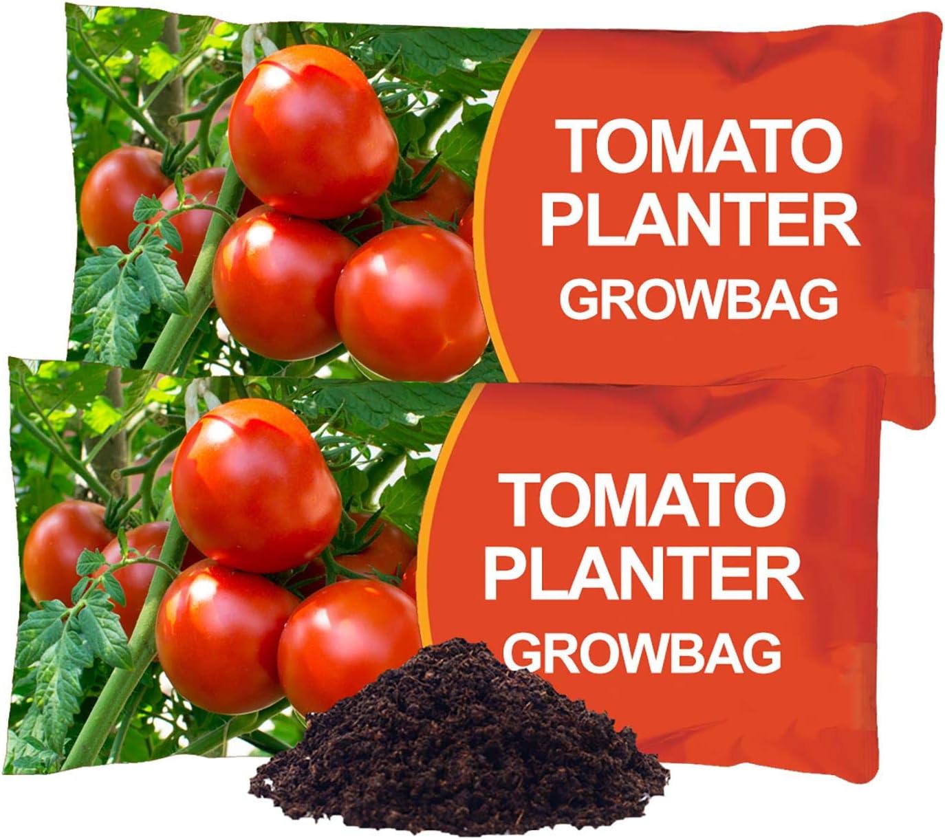 simpahome Tomato Planter Nutrient Enriched Compost Grow Bags - 2 x Deep Fill Grow Bags - Upto 8 Weeks Food