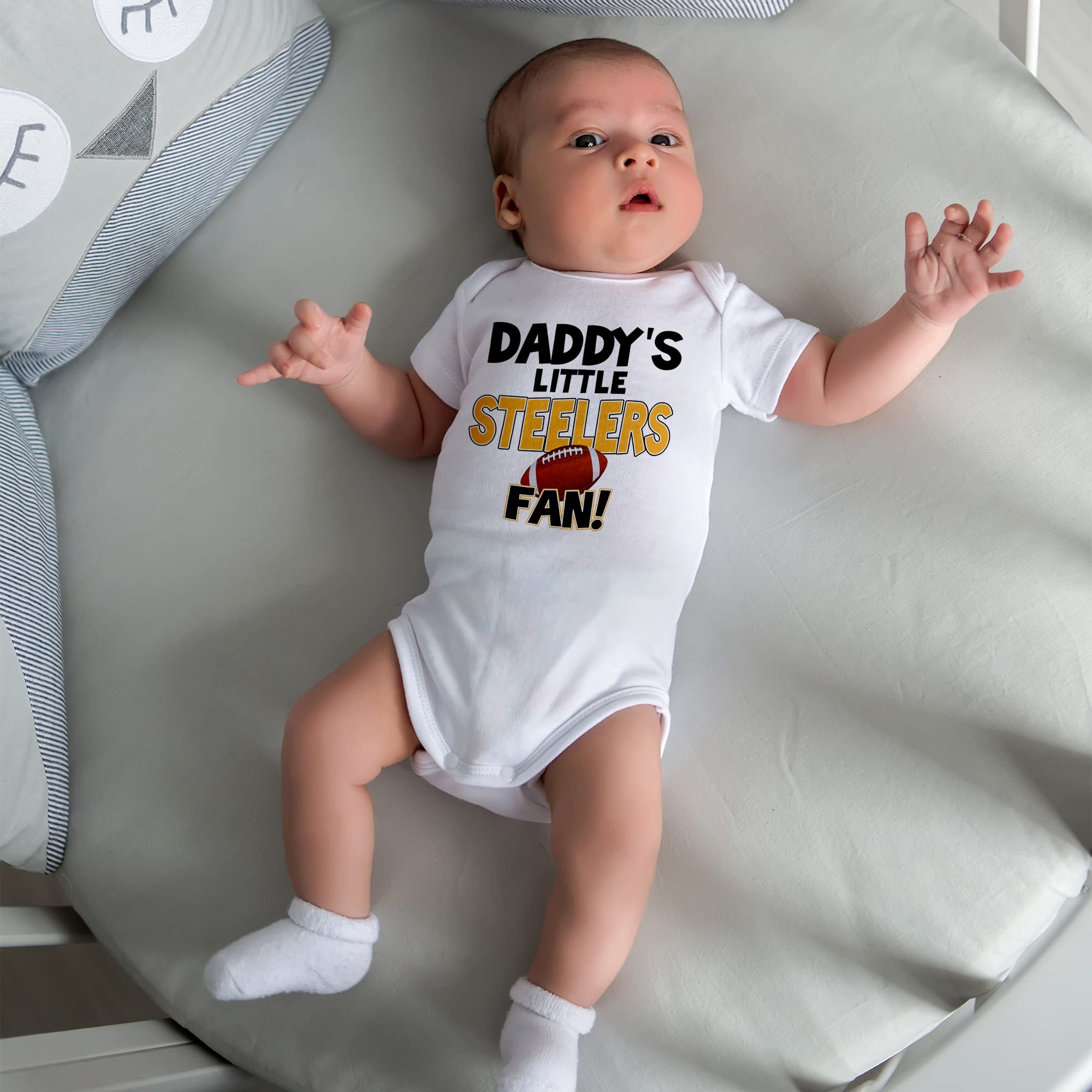 NanyCrafts Baby's Daddy's Little Steelers Fan Bodysuit 3 Months Black