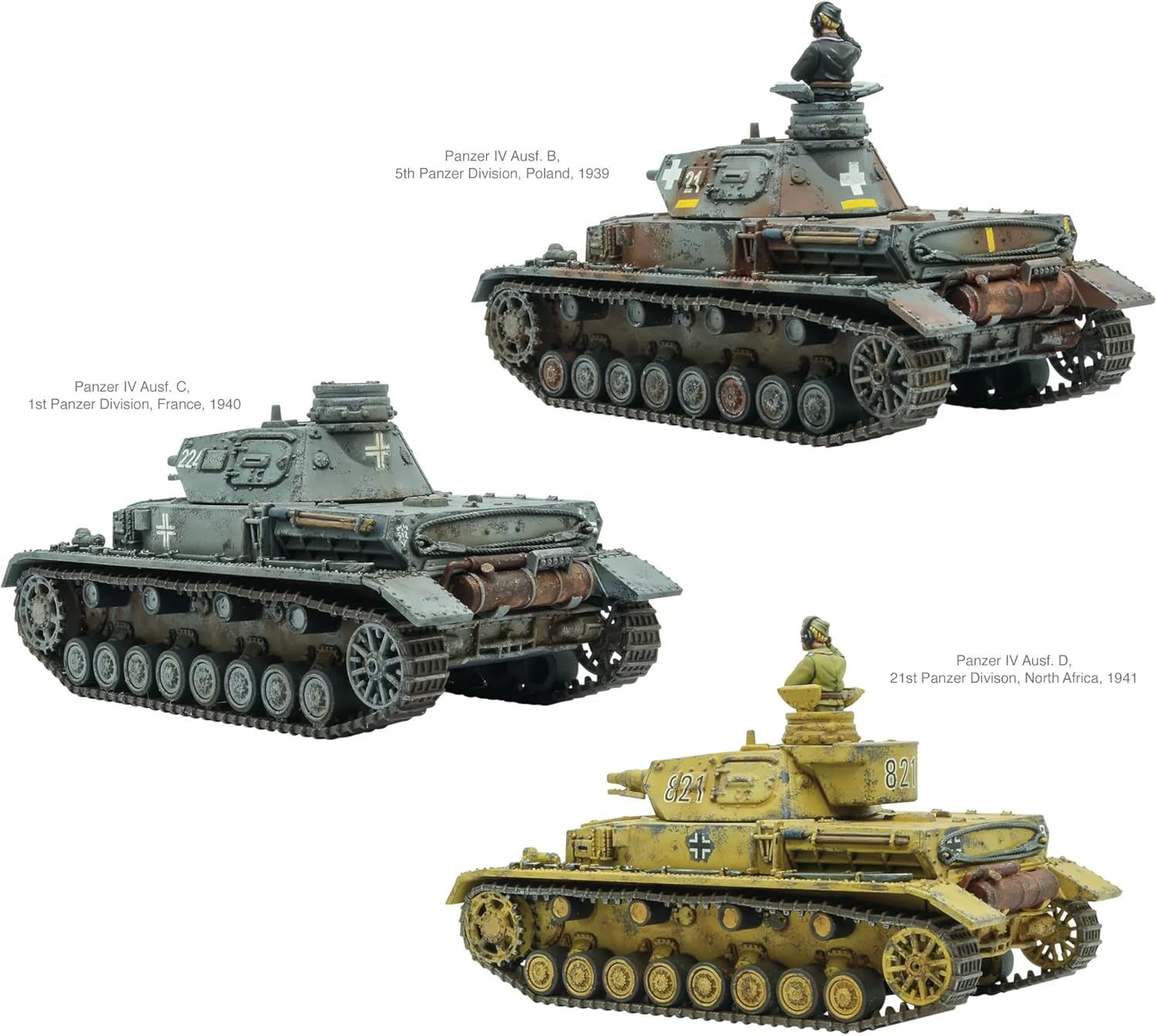 Warlord Games Bolt Action WWII Panzer IV Ausf. B/C/D Tank 1:56 Military Table Top Wargaming Plastic Model Kit 402012056