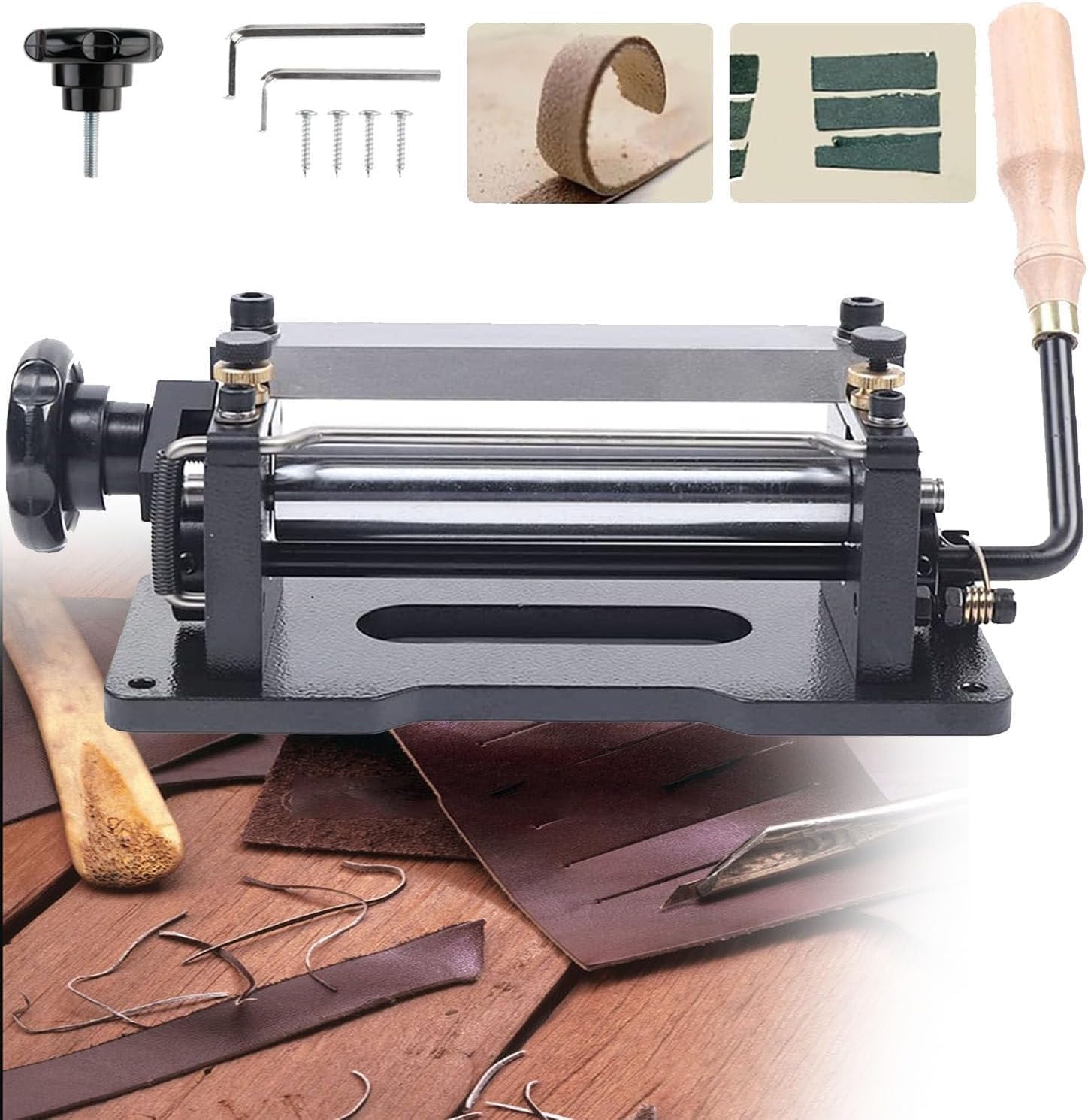 SBCGFY Leather Thinning Machine, Manual Leather Skiver Machine,Thickness 80Mm Thinning Paring Tool, For Vegetable Tanned Single Belt, Not Suitable