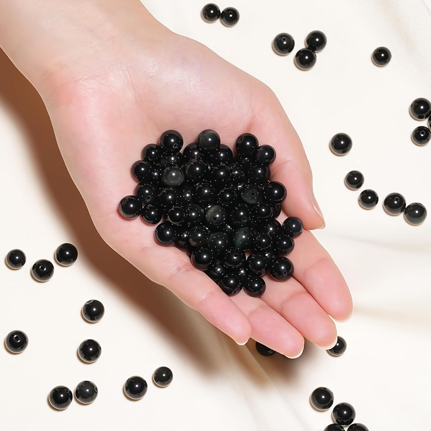 8mm Natural Rainbow Black Obsidian Gemstone Beads Polished Round Smooth Stone Beads for Bracelets Jewelry Making 15inch Loose Beads - Image 4