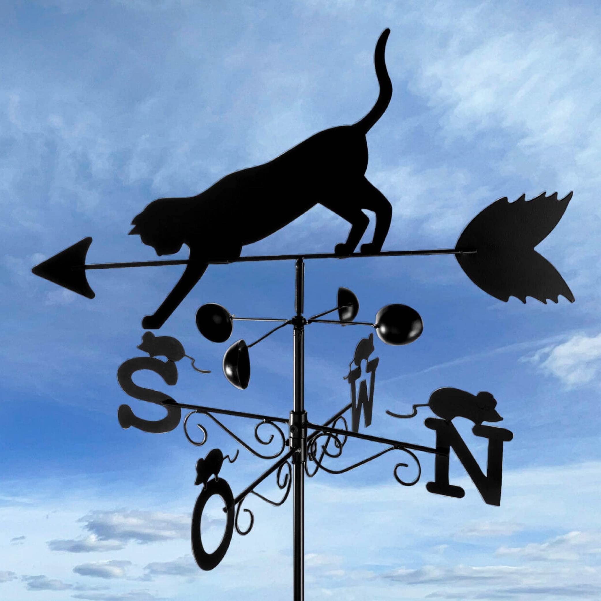 Maximex Girouette Chat, Métal verni, 50 x 170 x 40 cm, Noir