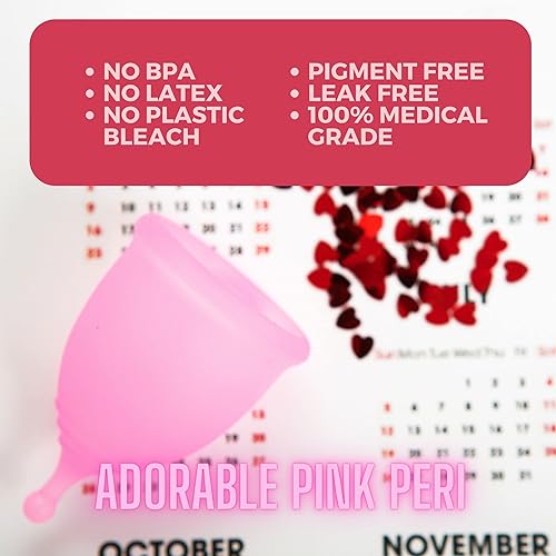 Miniatura 6 de Adorable kit de inicio menstrual rosa, la copa menstrual reutilizable más cómoda con el mejor tallo + bolsa de almacenamiento para viajes (S, rosa