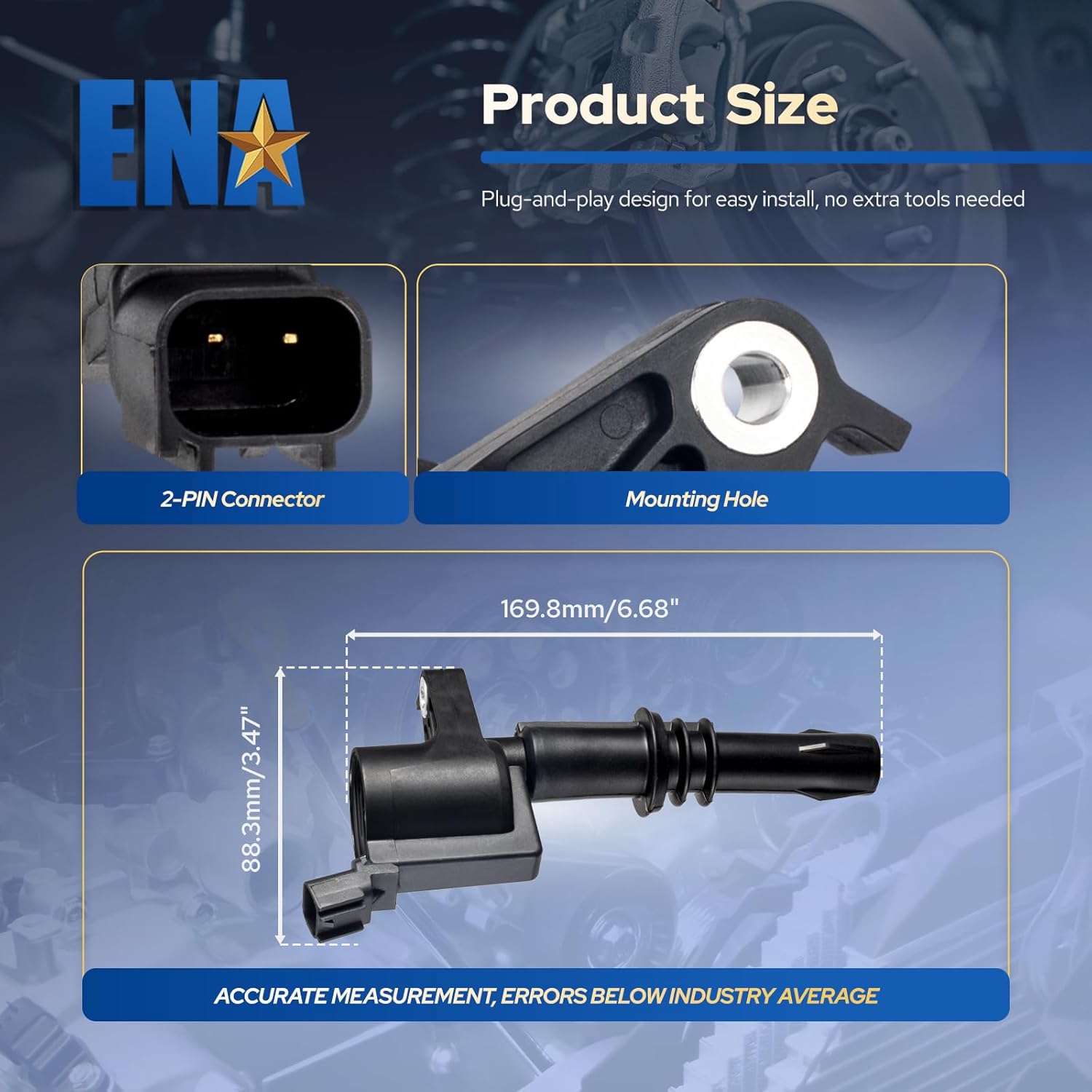 ENA Set of 8 Straight Boot Ignition Coil Pack Compatible with Ford Lincoln Expedition Explorer F-150 Super Duty Mustang Mountaineer 4.6l 5.4l Replacement for DG511 C1541 FD508