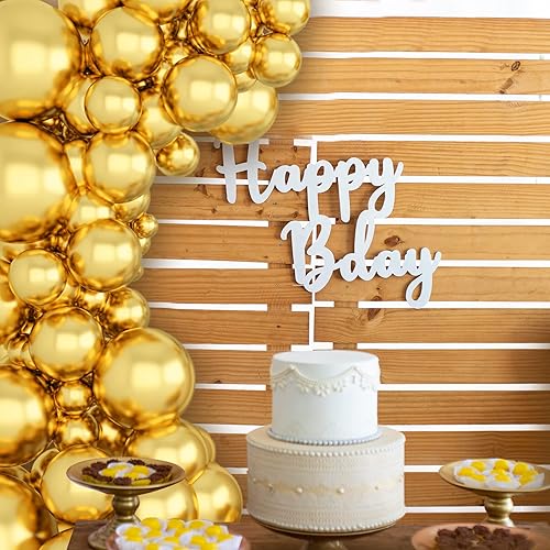 Miniatura 5 de 134 globos metálicos dorados de diferentes tamaños de 5, 10, 12, 18 pulgadas, globos de látex dorado cromado para cumpleaños, boda, baby shower.