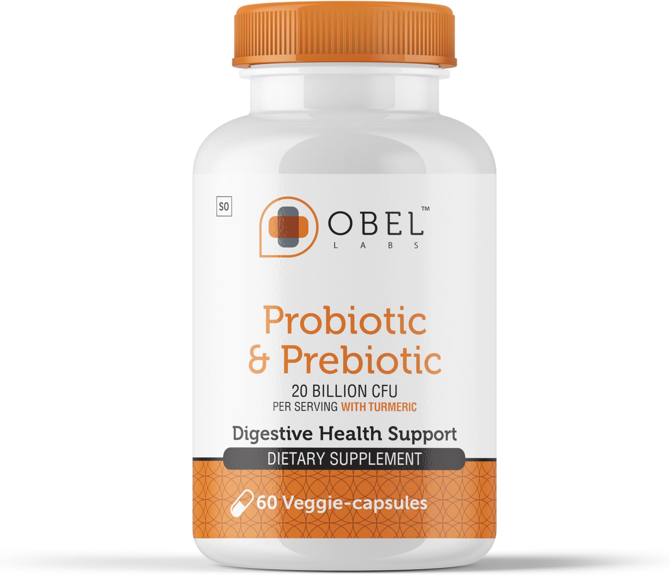 obel Probiotic & Prebiotic Supplement Digestive Health Support | with Turmeric | 20 Billion CFU per Serving