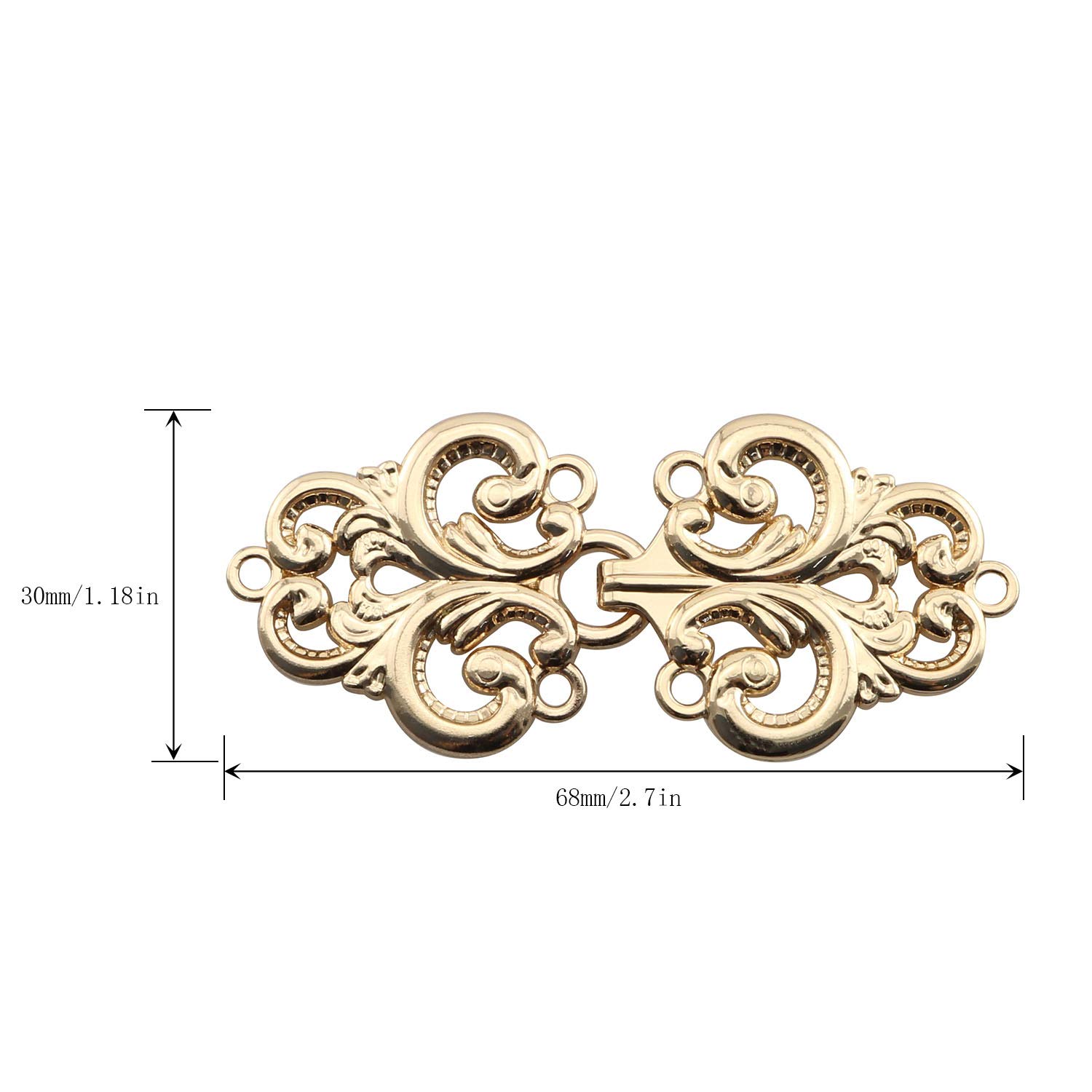 Amazon.com: JCBIZ 3 Pair of 68 * 30mm Metal Button Clasp Fasteners Gold  Hooks and Eyes Cardigan Clip Alloy Disc Fastener for Button of Chinese  Traditional Dress and Cheongsam