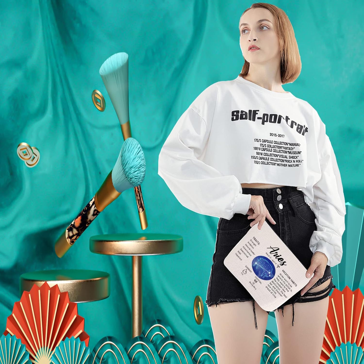 LEVLO 12 Constellation Travel Toiletry Bags 12 Zodiac Cosmetic Makeup Bag Christmas Mother's Day Birthday Gifts(Aries) - Image 6