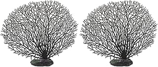 LUOZZY 2pcs Artificial Coral Plant Sea Fan Coral Aquarium Ornament Black Simulation Sea Coral Branch Fish Tank Decorations