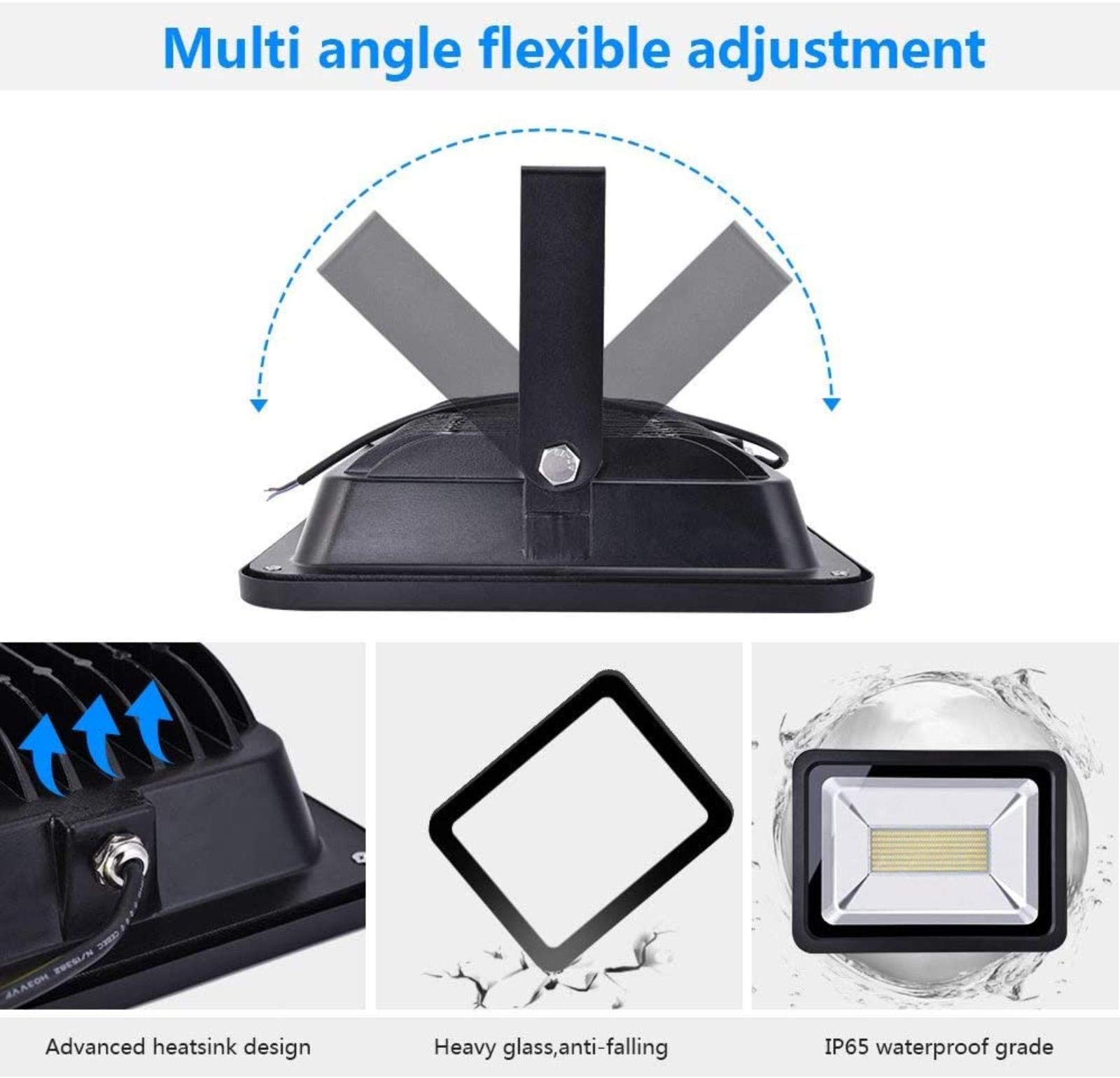 Luces de inundación solares Reflector LED para Exteriores, 500W Foco LED Blanco cálido, 2800 3200K, Ip65 Luz de Pared Exterior Impermeable para jardín, Garaje