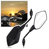 Motorcycle Mirrors with 8mm & 10mm Bolt,HD+360° Adjustable Motorcycle Mirrors for Handlebars,Motorcycle Accessories Wide Angle Rear View Mirror for Scooter,ATV,Dirt Bike (Black)