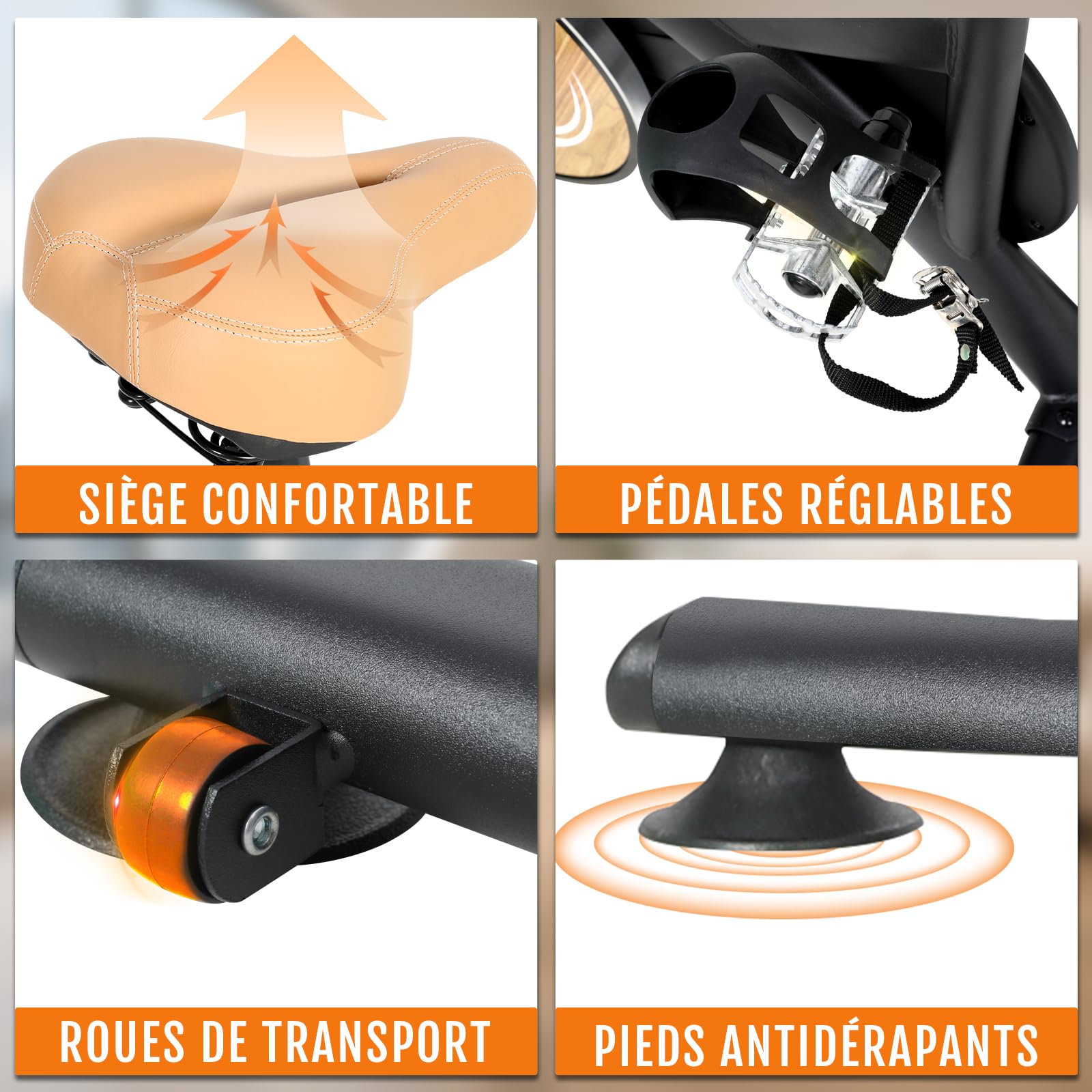 ISE Velo d Appartement Silencieux avec Résistance Magnétique Réglable, Vélo d'appartement avec Écran LCD, Réglable en Guidon et Siège Confortable, Pour Entraînement Cardio à la Maison, Capacité 130KG