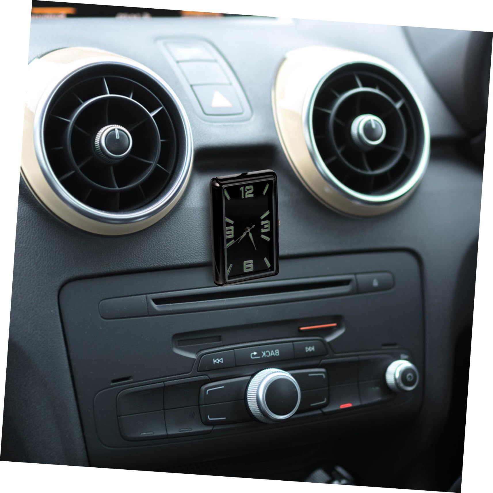 Alipis Reloj Elegante Tablero Coche Adhesivo Cuadrado de Diseño para Material de Aleación y Vidrio, Fácil Instalación y Decoración Funcional Interior del Automóvil
