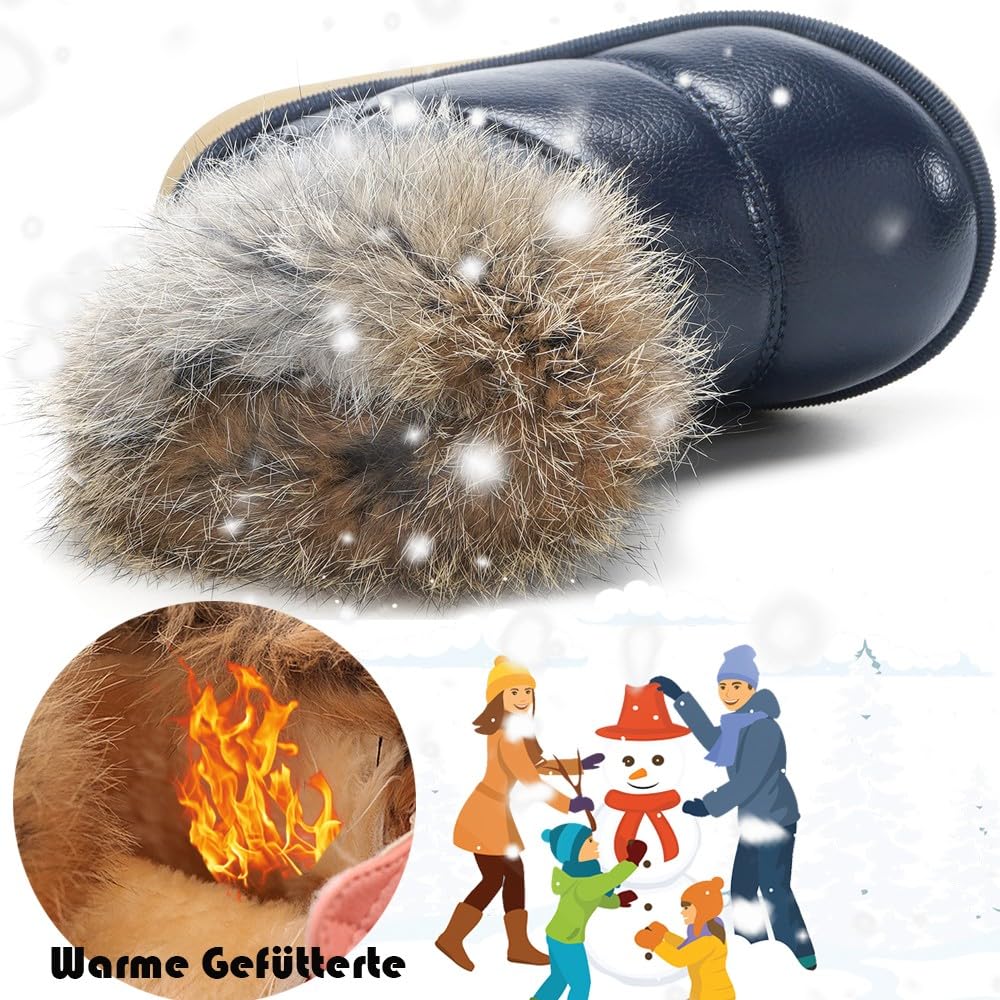 Gaatpot Stivali per Bambine e Ragazze Stivaletti da Neve Scarpe con Invernali Stivale con Imbottitura Calda Impermeabili PU Unisex – Bambini