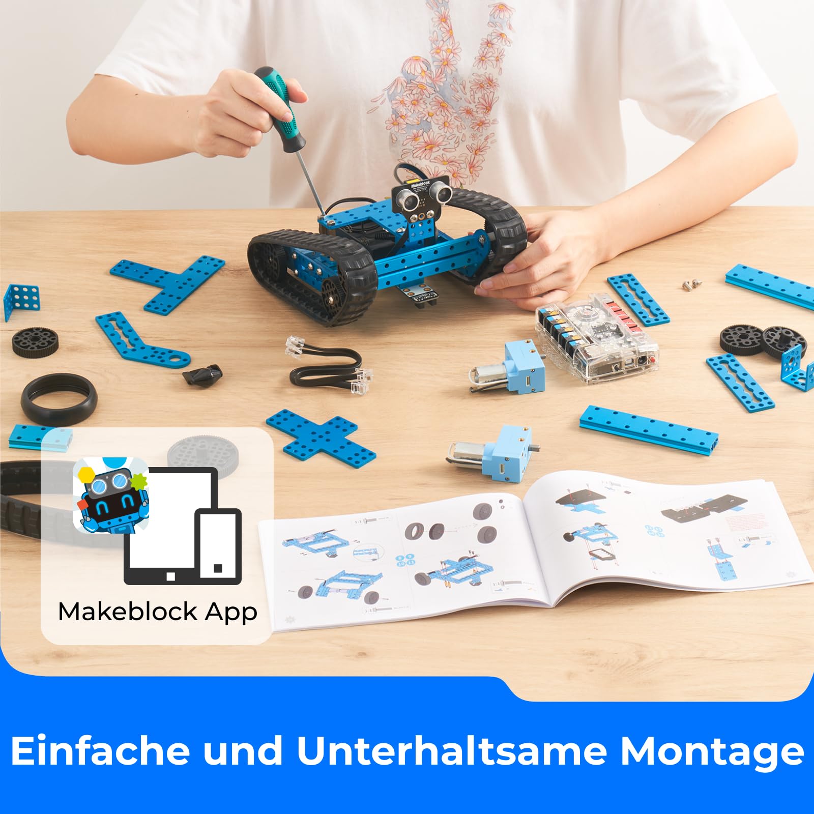 Makeblock mBot Ranger Roboter Programmierbarer 3 in 1, Roboter Bausatz für Kinder ab 8 Jahre, APP-Ferngesteuerte Roboter Kinder Spielzeug können mit Scratch/Arduino programmiert Werden