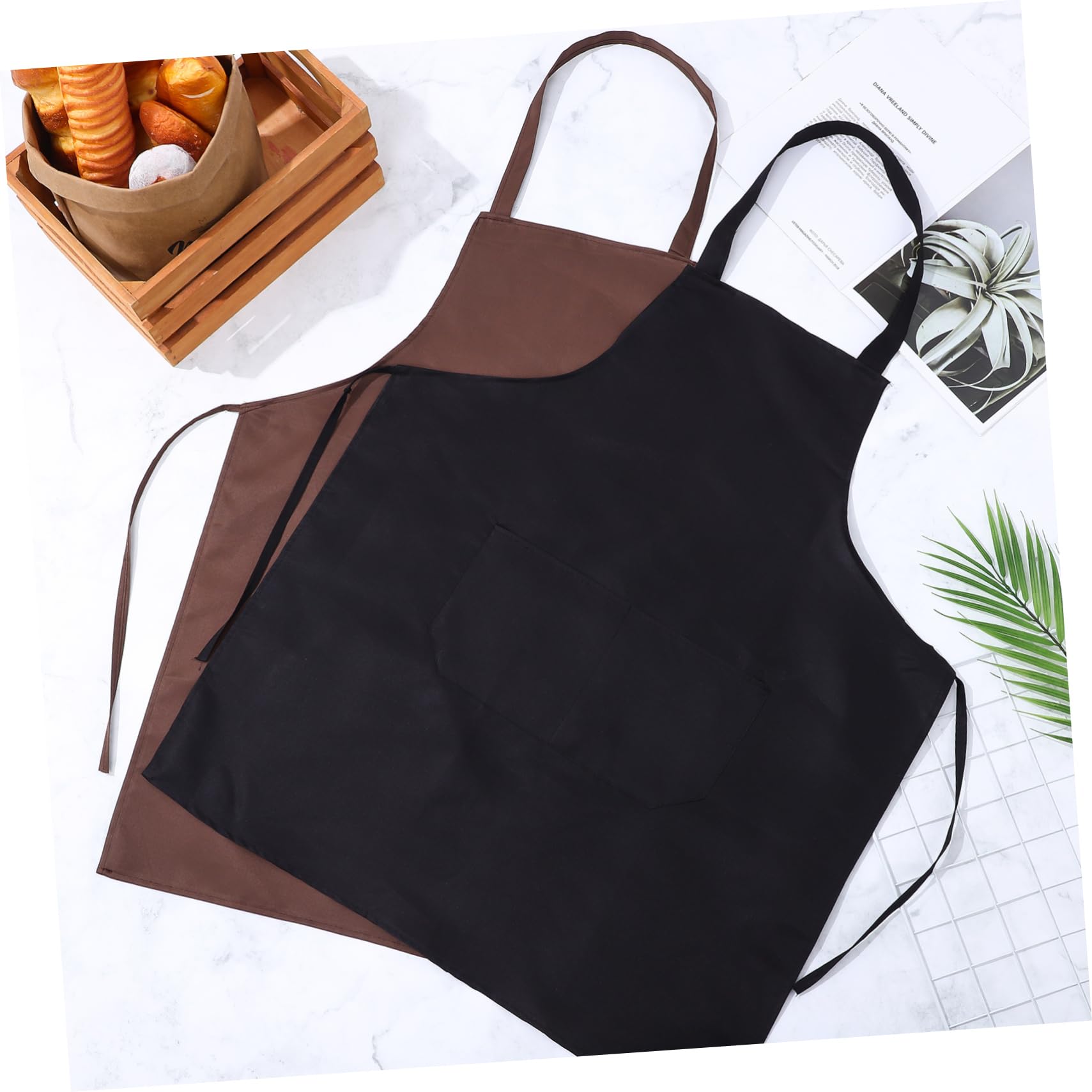 12 Piezas Delantales de Cocina con Bolsillo Frontal de Poliéster Unisex