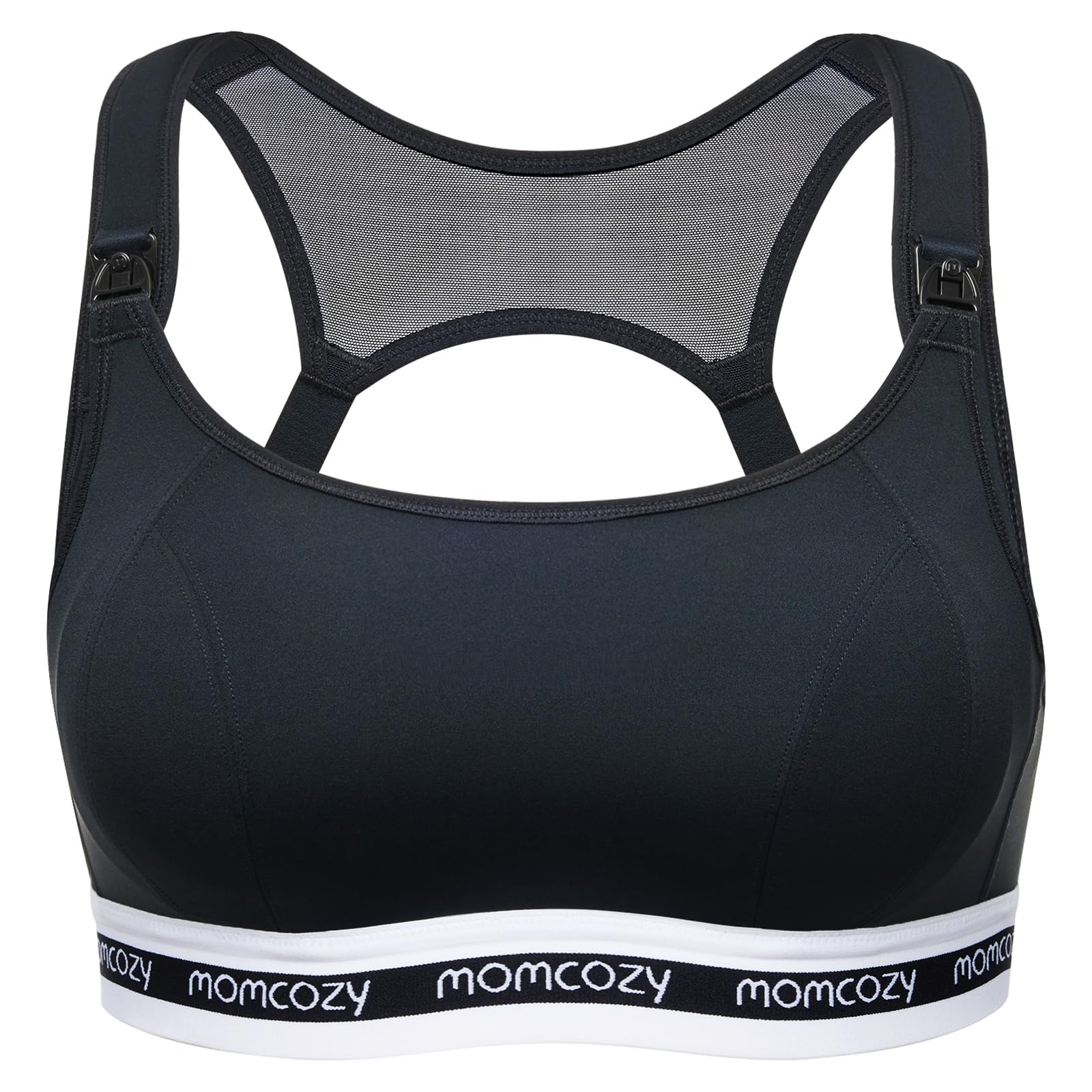 momcozy Soutien Gorge Allaitement FB011, Brassiere Allaitement Sport à Maintien Léger, Soutien Gorge de Grossesse sans Armature avec Coques Rembourrées
