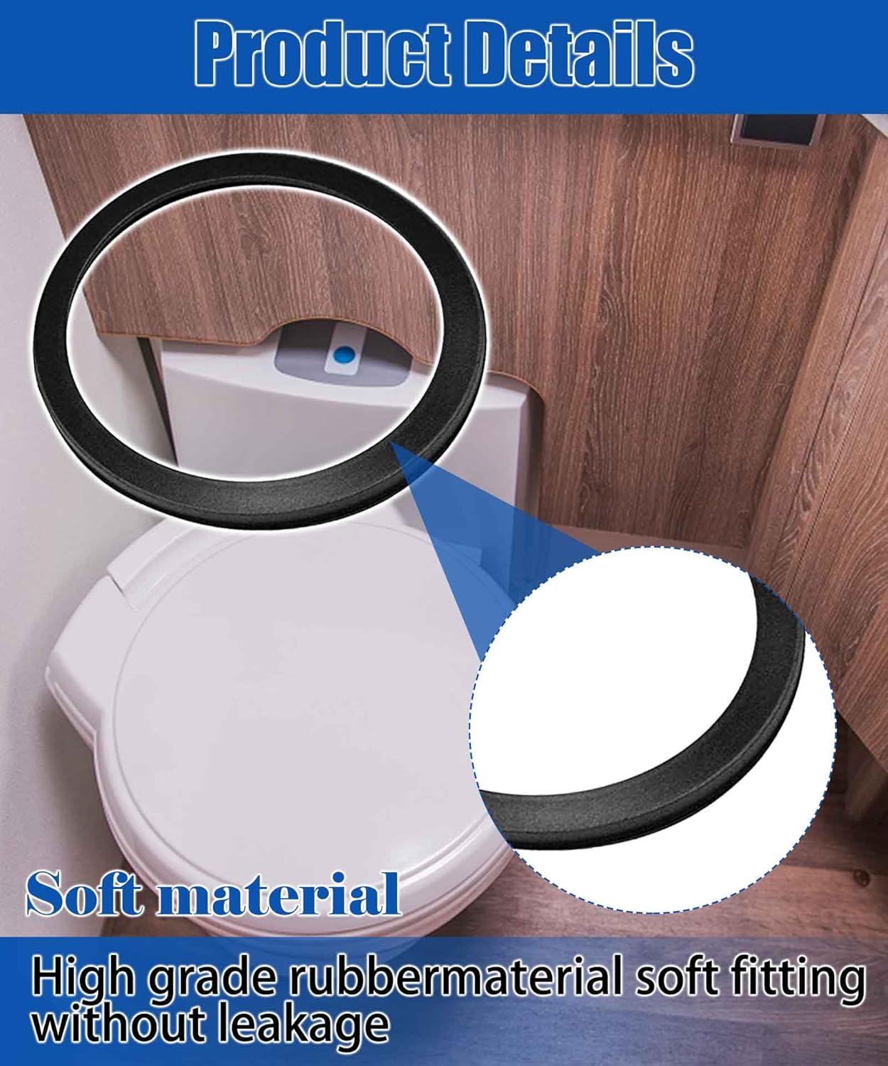 2PCS 33027 RV Toilet Seal Fits for Thetford Aqua-Magic IV High and Low Hand Flush RV Toilet Units,Replace Part #31684,12481 etc.High-Grade Rubber, Toilet Seal Parts Solve The Leakage Problem, 2 Pack