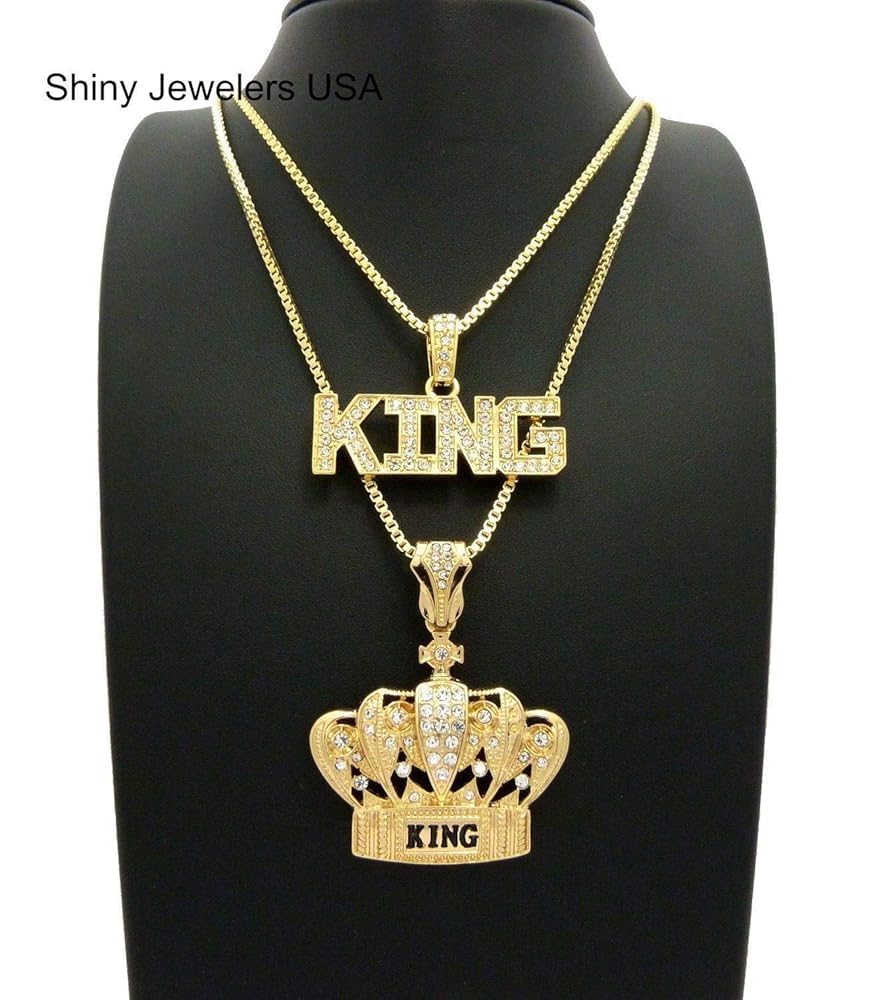 Shiny Jewelers USA Mens King Crown Black & Gold, King ICED