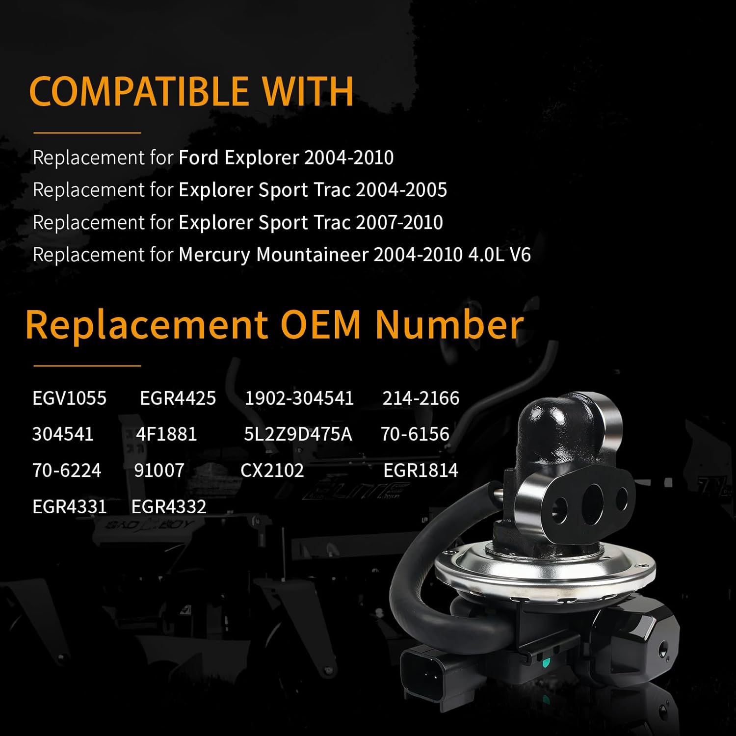 EGV1055 EGR Exhaust Gas Valve Compatible with 2004-2010 Ford Explorer/Explorer Sport Trac,2004-2010 Mercury Mountaineer 4.0L Replace 214-2166 EGR4425 EGR4432