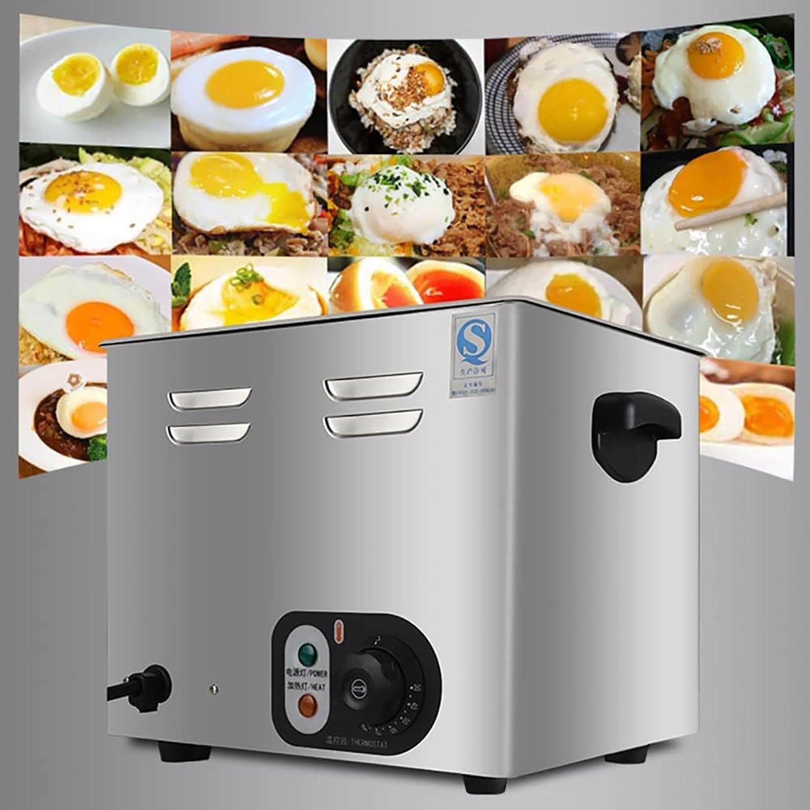 Hervidor De Huevos Automático Comercial De Aguas Termales, Hervidor De Huevos Eléctrico De 2600 W con Temperatura Constante Y Temporizador, Hace 60 Huevos, para Rápido Suave, Medio, Escalfado